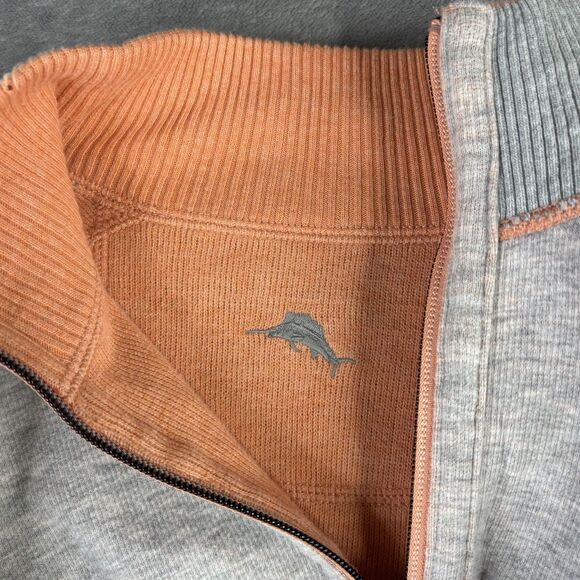 Tommy Bahama Sweater Mens Large Orange Reversible Quarter Zip Pullover T21797 - Picture 14 of 15